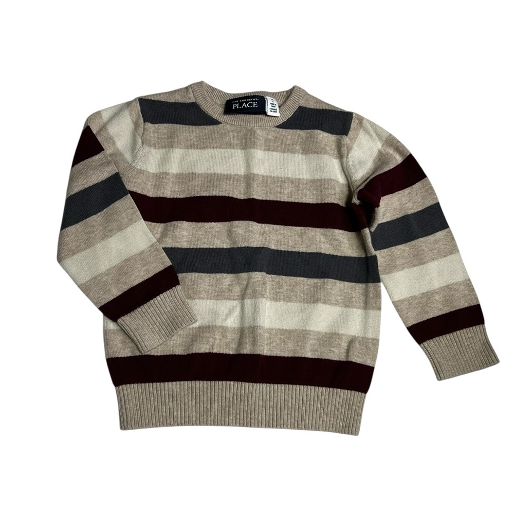 The Children's Place Kids Striped Sweater - Beige, Gray, Maroon